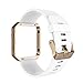 Simpeak Sport Band Compatible with Fitbit Blaze Smartwatch Sport Fitness, Silicone Wrist Band with Meatl Frame Replacement for Fitbit Blaze Men Women, Small, White Rose Gold Frame
