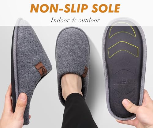 Image of COFACE Unisex Mens Womens Cozy Memory Foam Scuff Slippers Casual Slip On Warm House Shoes Indoor /Outdoor Felt Sandal Slippers Size 4-15
