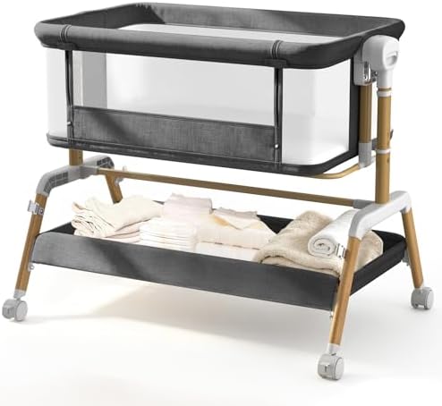 3 in 1 Baby Bassinet, Bedside Sleeper for Newborn, 7-Level Height...