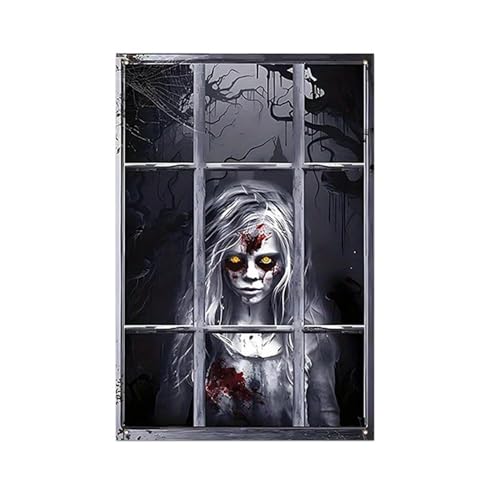 XFSRG Adesivi Per Finestre Di Halloween Adesivi Per Finestre Riutilizzabili Immagini per Decorazioni di Halloween Infestate(Nero-2)