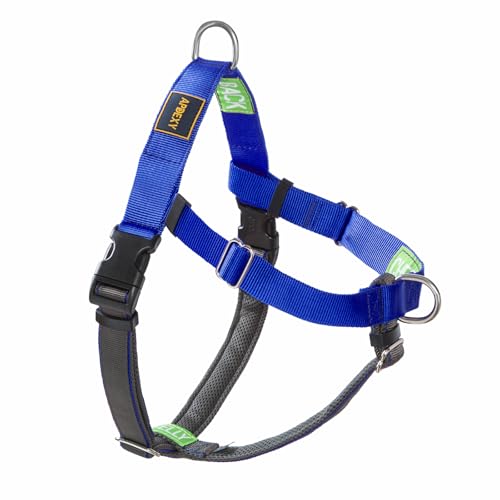 APDEXY Easy Walker No Pull Dog Harness for Medium Dogs, Freedom Walk, Anti Pull with Two Stainless D-Rings, Comfortable, Sewn-in Instructions Tags for Easy Use (Blue, M)