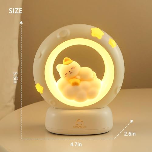 Image of Space Kitty LED Night Light for Kids, Nursery Night Light, Table Lamp, Animal Kitty Bedside Decor Lamp with Dimmable for Gifts for Girls Baby Cat Lovers (Cat)