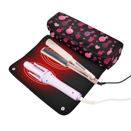 Bolsa de viaje para herramientas de cabello negra para plancha, rizadora, secador y organizador portátil resistente al calor miniatura 2