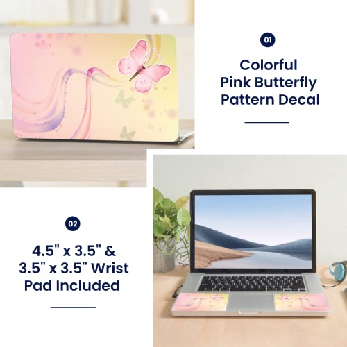 Image of LSS Laptop 15 15.6 Skin Cover with Colorful Pink Butterfly Pattern for HP Dell Lenovo Apple Asus Acer Compaq - Fits 13.3 inch 14 inch 15.6 inch 16 inch (2 Wrist Pads Free)