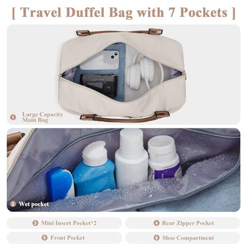 Travel Duffel Bag with Shoes Compartment, Overnight Weekender Bags for Women,Carry on Personal Item Bag4