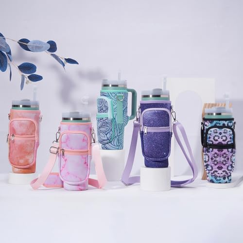 Bolsa de transporte de garrafa de água para copo Stanley, bolsa de copo turquesa de 1,18 l com alça