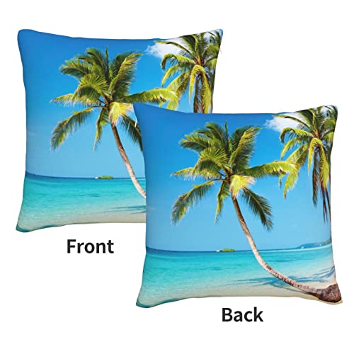 WTEZMONM Summer Coastal Beach Coconut Trees Throw Pillow Covers Fashion Soft Velvet Cushion Cover 18" x 18" for Couch Sofa Pillowcase - Image 3