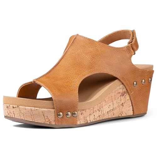 Image of PARTY Women's Wedge Sandals With Buckle Ankle Strap for Dressy Summer
