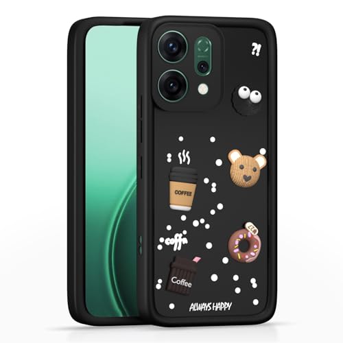 Image of Pikkme Back Cover for Oppo Reno 14 Pro 5G | Cute Fun Cartoon 3D Bear Silicone Full Body Protection Bumper Case (Black)