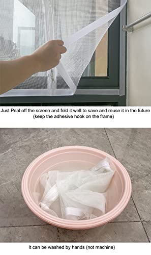 Mellroom Einstellbare Fenster Bildschirm Ersatz-Kit DIY mit Reißverschluss Öffnung,Fiberglas weiß 120X120cm kann geschnitten werden passt kleinere Größe,leicht zu öffnen Fenster,halten Bug Moskito aus