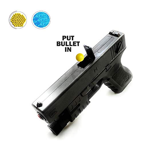 Image of HALO NATION 2in1 Police Pistol BB Bullet Gun Toy - Air Pistol Suitcase Mouser Gun with 6mm Bullets & Water Jelly Bullets - with Laser Target for Kids Glock Mouser Revolver Toy Gun - Black