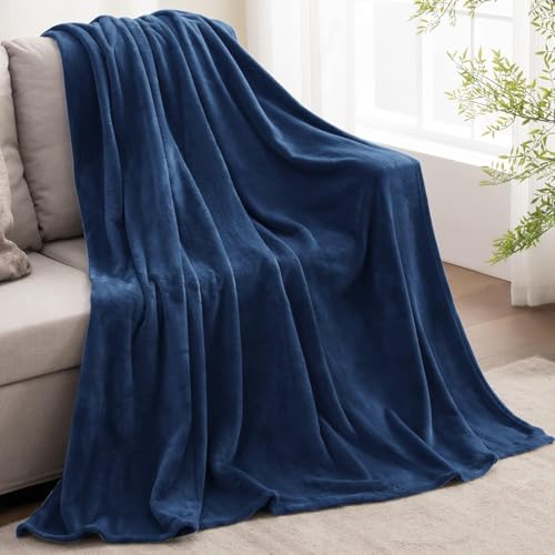 Image of BEDELITE Fleece Blanket Full Size Navy for Couch & Bed, Luxury Plush Cozy Fuzzy Blanket 84 inch x 90 inch, Super Soft Warm Lightweight Throw Blanket for Travel Camping