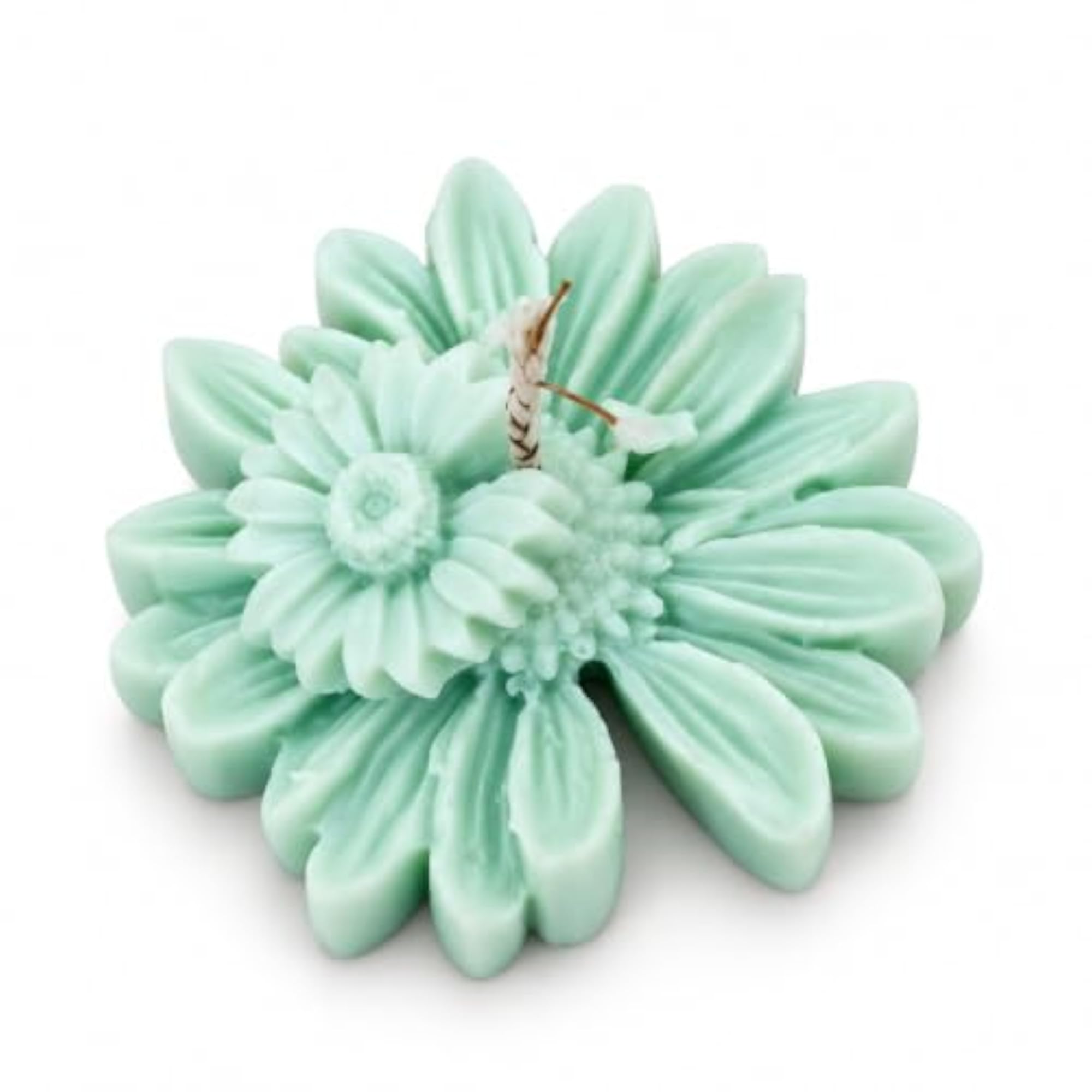 Handmade Light Green Layered Daisy Soy Wax Candle