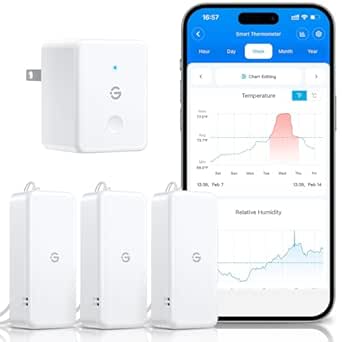 GoveeLife WiFi Hygrometer Thermometer 3 Pack, Smart Humidity Temperature Sensor with App Notifications, 2-Year Free Data Storage Export, Temperature Humidity for Greenhouse, Bedroom, Wine Cellar