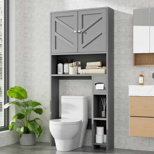 Meilocar Farmhouse Over Toilet Storage Cabinet, Grey
