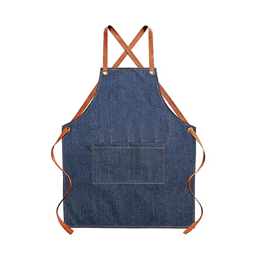 Baoblaze Denim Apron Cross Back Cooking Apron Children Unisex Adult with Large Pocket Apron Kids Bib Multifuntional Bibs for Gardening Cafes Bars, Adults Apron, Multi