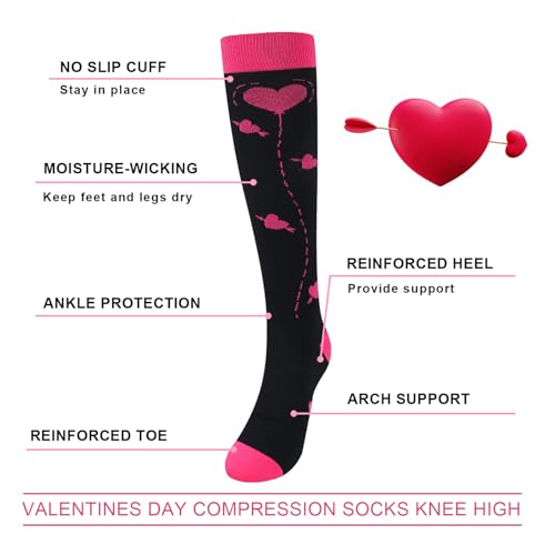 Image of Junely Compression Socks for Women Knee High Festival for Running Athletic Nurses Pregnant Women Work Support Travel Flight
