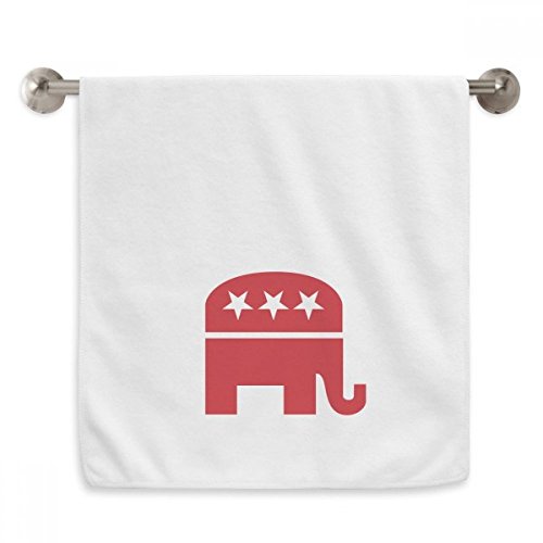 Serviette douce 33 x 73,7 cm imprimé éléphant républicain rouge avec cordon - 2