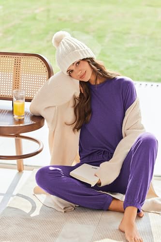 Image of Ekouaer Sweatsuits Womens Loungewear Set Tracksuit Long Sleeve Pajamas Set with Pockets 2 Piece Outfits Lounge Sets