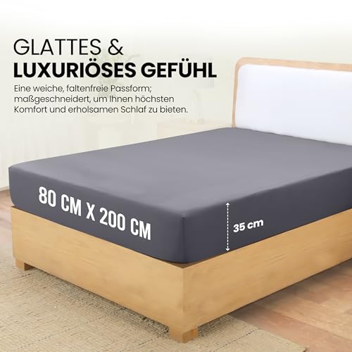 Utopia Bedding - Spannbettlaken 80x200cm - Grau - Gebürstete Mikrofaser Spannbetttuch - 35 cm Tiefe Tasche 2