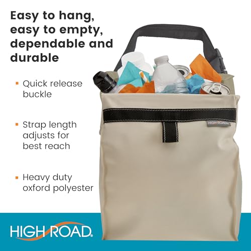 Image of High Road TrashStash Hanging Car Trash Can with Push Close Lid | Mid Sized Car Garbage Bag With Leakproof Sealed Lining and Tension Frame Closure to Keep Car Trash Under Cover