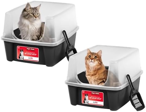 IRIS USA Large Open Top Cat Litter Box with High Sided Walls Tall...