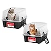 IRIS USA 2 Pack Large Open Top Cat Litter Box with High Sides, Scatter Shield & Scoop, Black, for Indoor Cats, Kittens or Multicat Homes