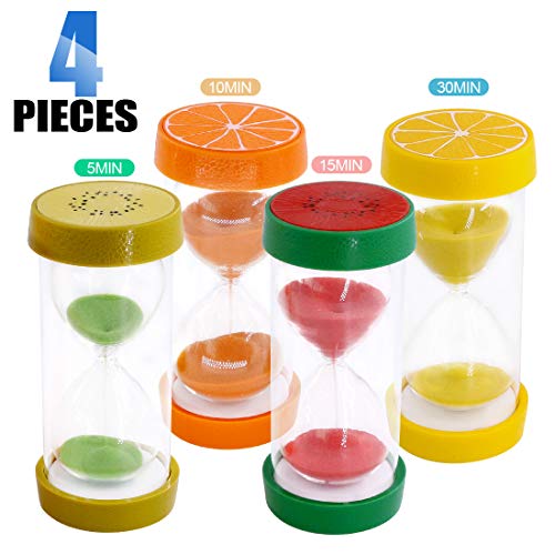 Glarks 4 Colors Fruit Style Hourglass Sand Timer Clock 5mins / 10mins /