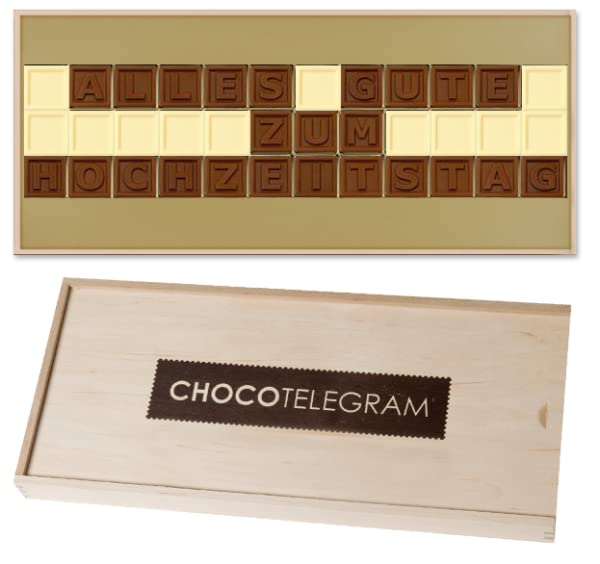 ALLES GUTE ZUM HOCHZEITSTAG - ChocoTelegram | Schokolade Premium Qualität | Geschenke für paare | Paar | Mann | Frau | Geschenk zur Hochzeit | Hochzeitsgeschenke für Brautpaar