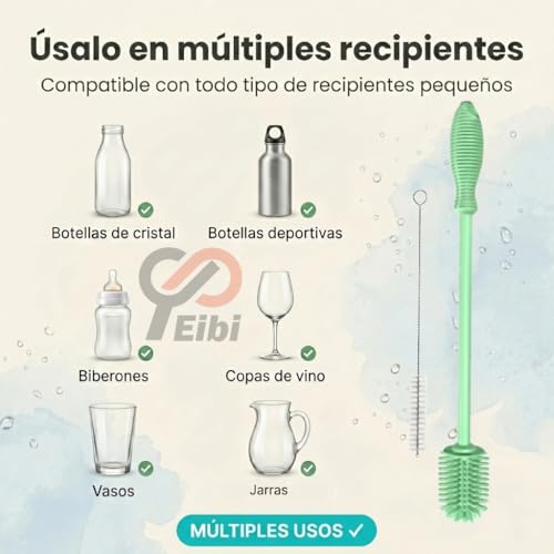 Miniatura 4 de Yeibi Cepillo Limpiador De Botellas Por Dentro 31cm Cepillo Paja, Cepillo Limpia Biberones, Cepillo Para Floreros Con Mango Largo, Botellas Grandes, Limpiador De Botella De Cristal