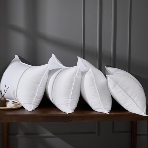 MUFEW Bed Pillows Standard Size Set of 4 Medium Firm Hotel Pillows for Sleeping Cooling Pillows for Side & Back Sleepers Down Alternative Filling 20 x 26 Inches