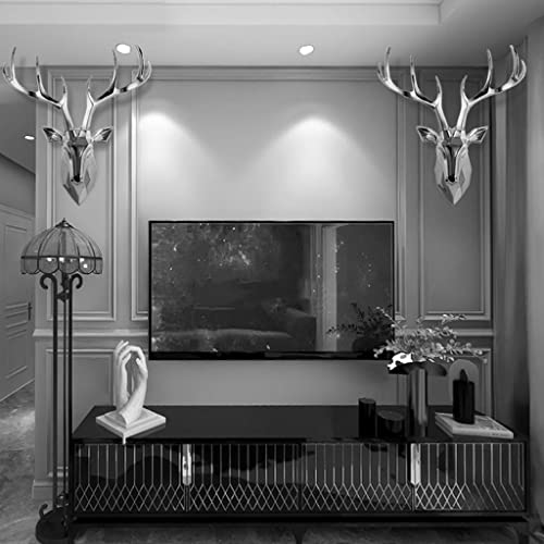 Wall-Mounted Deer Head, Geometric Deer Head Sculpture,Metal Wall Art Decor, Light Luxury Living Room Resin Deer Head Sculpture, Lucky Wall-Mounted 3D Animal Head Statue ( Color : Blue , Size : 17.7In* #TOP4
