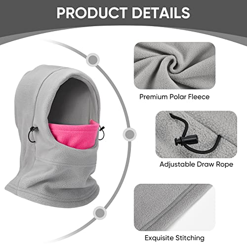 Goosehill Balaclava Ski Mask For Men Women Cold Weather, Heavy Pound Fleece Thermal Face Mask Scarf Hood Snow Gear For Cycling Hiking Hunting Grey #TOP1