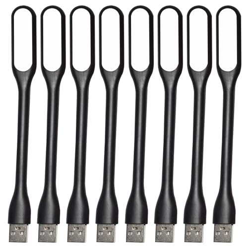 EBYPHAN 8 luces mini USB para teclado y laptop, lámpara USB ajustable para computadora portátil (estructura de cuello de cisne, fuente de iluminación LED) (negro)