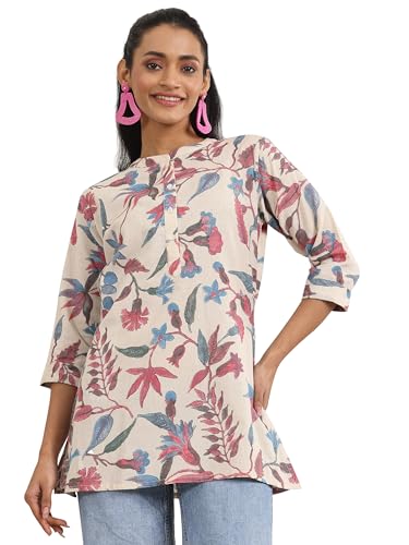 Image of Libas Womens Printed Cotton Straight Kurti for Women Suit