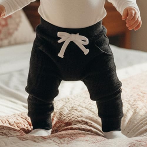 allshope Toddler Baby Boy Fall Pants Active Jogger Casual Athletic Trousers Solid Color Pocket Elastic Waist Harem Bottoms (Waffle Grey Green Black, 12-18 Months) - Thumbnail 5