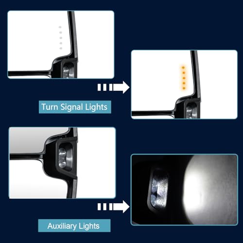 AERDM Towing Mirrors Compatible with Ford F150 2004 05 06 07 08 09 10 11 12 13 2014 Power Heated Defrost with Smoke LED Signal and Puddle Light Side Mirrors Pair set Pickup Truck Tow Mirrors Pair set by AERDM - Image 3
