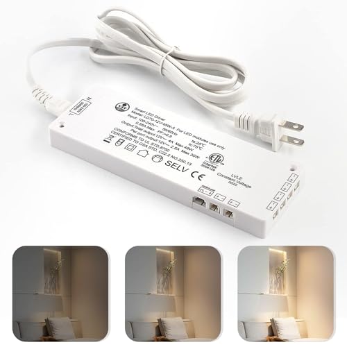 Image of VST LED Power Supply, 100V-240V AC to 12V 48W DC Constant Voltage Transformer with 12V JST Ports, Driver for Strip Lights and Under Cabinet Lights, ETL Certified