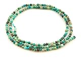 Feine, facettierte Kugeln Chrysokoll Strang - facettierte Kugeln 2 mm blaugrün, Länge 38 cm
