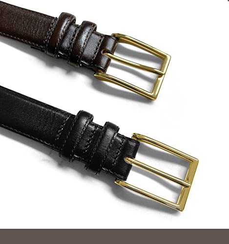 Men's Dress Belt Classic Buckle 100% Genuine Leather Business uniform Belts 1-1/8"(30mm) Wide3