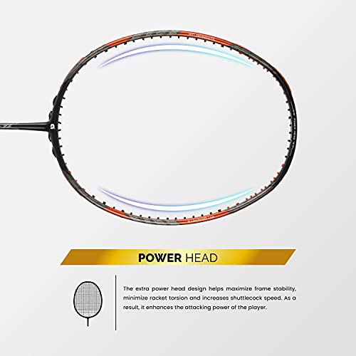 Image of Apacs Z-Ziggler (Unstrung, 38 LBS Max Tension) 6.4mm Slim Shaft | Made in Vietnam | 100% Japanese Graphite Badminton Racket with Free Full Cover | G2-4 1 /8 inches (Orange)