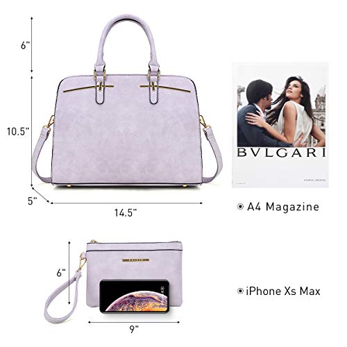 Dasein Women Satchel Handbags Shoulder Purses Totes Top Handle Work Bags With 3 Compartments (3-Purple) #TOP2