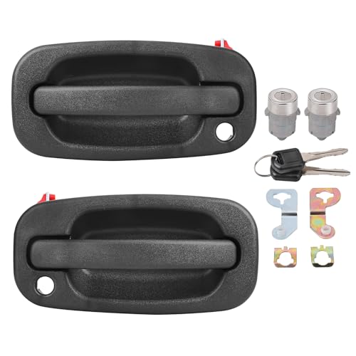Exterior Door Handles with Locks Front for Chevy Silverado 1500 2500 3500 Classic Suburban Tahoe Avalanche GMC Sierra Yukon XL Cadillac Escalade ESV EXT 1999-2007 Replace 15034985, 15034986, 15298924