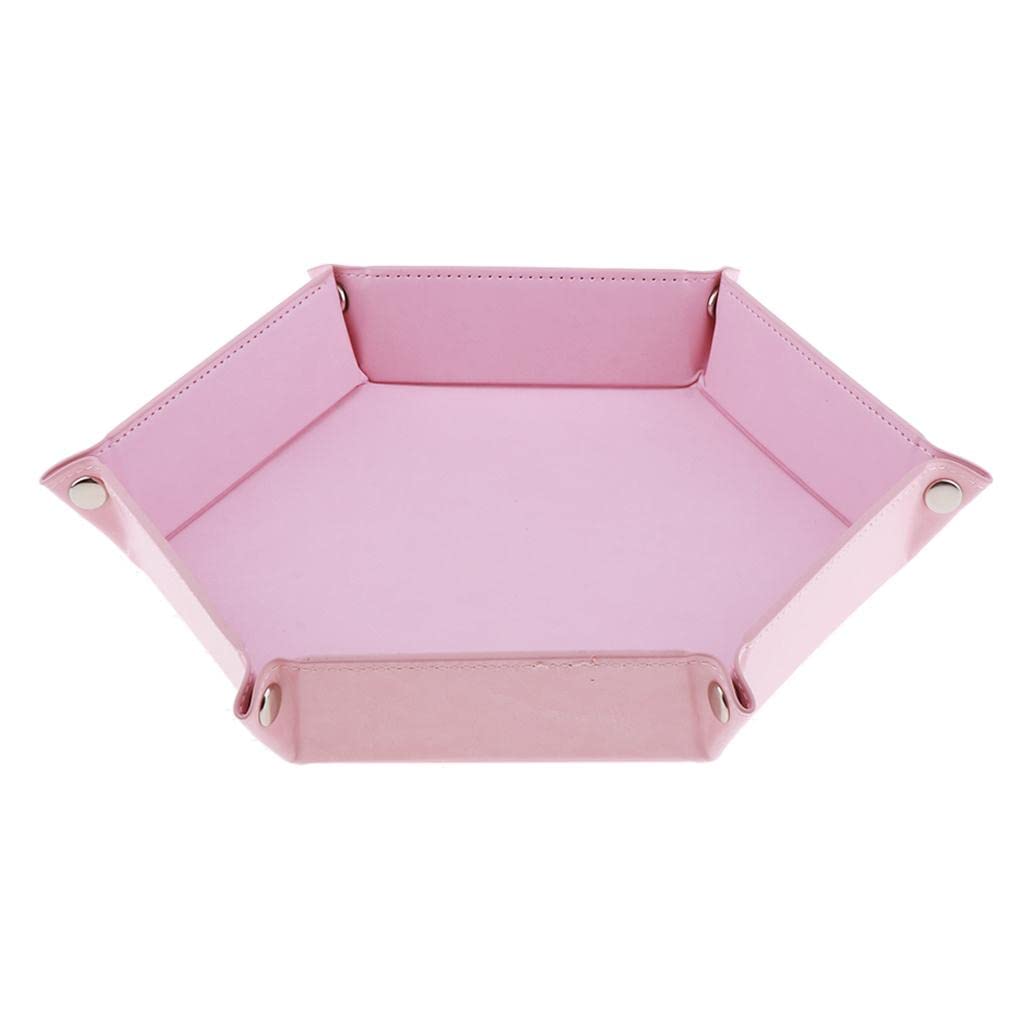 Xiaojikuaipao Foldable Hexagon PU Leather Dice Tray Holder for RPG DND Games | Portable Dice Storage | & - Pink