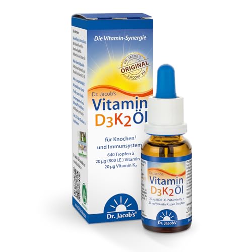 Dr. Jacob's Vitamin D3 K2 Öl (20 ml) – 800 I.E. Vitamin D3 + 20 µg K2 (MK-7) pro Tropfen | Hohe Bioverfügbarkeit… – Ansicht 6