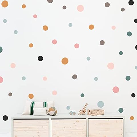 Colorful Polka Dots Wall Decals Boho Rainbow Wall Stickers Murals for Boys Girls Bedroom Living Room Classroom Playroom Decor 112pcs Dots Boho Vinyl Removable Art Wall Stickers Cover