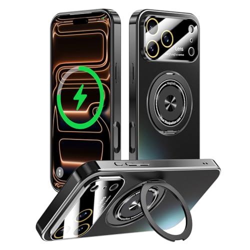 Togotomars for iPhone 17 Pro Max Case with Spin Magnetic Stand [Integrated Camera Cover] [Fit for MagSafe] Slim Shockproof Protection Phone case with Kickstand 6.9'', Black by Togotomars - Used condition - US$36.73