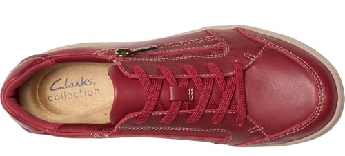 Clarks Clarks Women’s Bryianne Bayla Side-Zip Fashion Sneaker, Red Leather, 5.5