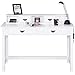Giantex Writing Desk with 4 Drawer Computer Study Table Removable Floating Organizer 2-Tier Spacious Workstation, Home Office Desk Console Table White Vanity Desk