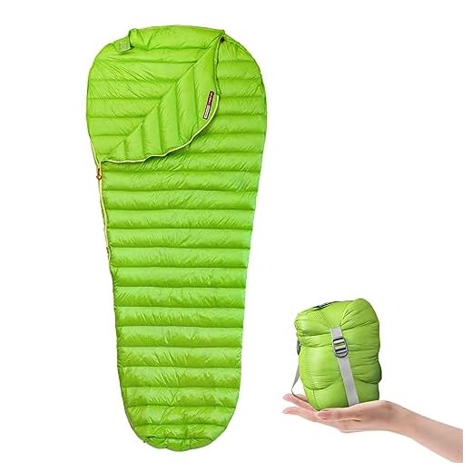 AEGISMAX Camping Sleeping Bag,Warm Weather 52℉- Goose Down Sleeping Bag,Portable Urltra-Light Mummy Sleeping,Outdoor Hiking for Adults Backpacking with Compression Bags(Green,Large)